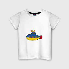Детская футболка хлопок с принтом Подводная лодка в Курске, 100% хлопок | круглый вырез горловины, полуприлегающий силуэт, длина до линии бедер | submarine | наутилус | подводная лодка