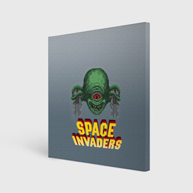 Холст квадратный с принтом Space Invaders | Old game (Z) в Курске, 100% ПВХ |  | dendy | invaders | nintendo | shootem up | space invaders | денди | захватчики | космические захватчики | су имбэ | чужаки