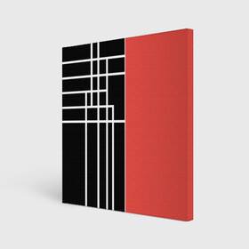 Холст квадратный с принтом Черный и коралловый арт деко в Курске, 100% ПВХ |  | абстрактный | арт | арт деко | белые полосы | геометрический | модный | молодежный | полосы | современный | черный и коралловый