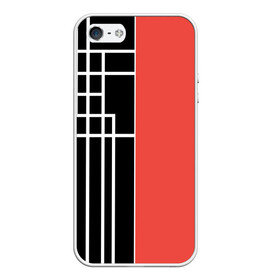 Чехол для iPhone 5/5S матовый с принтом Черный и коралловый арт деко в Курске, Силикон | Область печати: задняя сторона чехла, без боковых панелей | абстрактный | арт | арт деко | белые полосы | геометрический | модный | молодежный | полосы | современный | черный и коралловый