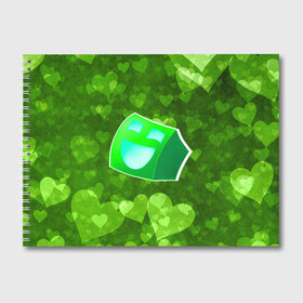 Альбом для рисования с принтом Geometry Dash | Green Love (Z) в Курске, 100% бумага
 | матовая бумага, плотность 200 мг. | Тематика изображения на принте: 2d | arcade | game | geometry dash | meltdown | robtop | аркада | геометри даш | геометрическая черточка | геометрический тире | раннер