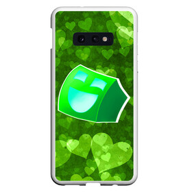 Чехол для Samsung S10E с принтом Geometry Dash | Green Love (Z) в Курске, Силикон | Область печати: задняя сторона чехла, без боковых панелей | Тематика изображения на принте: 2d | arcade | game | geometry dash | meltdown | robtop | аркада | геометри даш | геометрическая черточка | геометрический тире | раннер