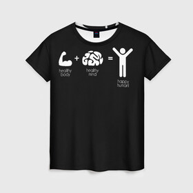 Женская футболка 3D с принтом Спорт - ЗОЖ для спортсменов в Курске, 100% полиэфир ( синтетическое хлопкоподобное полотно) | прямой крой, круглый вырез горловины, длина до линии бедер | sport | зож | спорт | спортсмены | турники