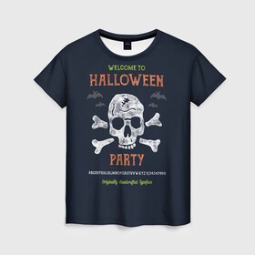Женская футболка 3D с принтом Halloween Party в Курске, 100% полиэфир ( синтетическое хлопкоподобное полотно) | прямой крой, круглый вырез горловины, длина до линии бедер | halloween | holiday | pumpkin | samayn | vampire | zombie | вампир | ведьма | вечеринка | день всех святых | зомби | карнавал | маскарад | мертвец | оборотень | привидение | самайн | светильник джека | страшный джек | труп
