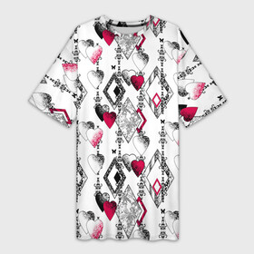Платье-футболка 3D с принтом Абстрактный современный узор в Курске,  |  | абстрактный | ажурный | бабочки | винтажный | красное сердце | лоскуты | любовь | пэчворк | ретро | сердце | современный | черный и белый