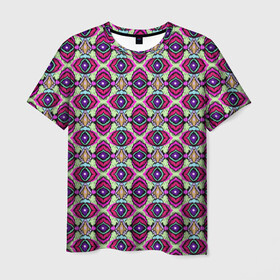 Мужская футболка 3D с принтом Абстрактный современный узор в Курске, 100% полиэфир | прямой крой, круглый вырез горловины, длина до линии бедер | арабский | красный | оливковый | орнамент | пляжный | популярный | разноцветный | этнический орнамент