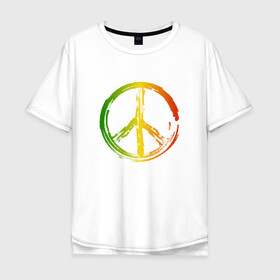 Мужская футболка хлопок Oversize с принтом Радужный мир | Peace (Z) в Курске, 100% хлопок | свободный крой, круглый ворот, “спинка” длиннее передней части | Тематика изображения на принте: bloom | blossom | floret | flowers | hippies | peace | знак | любовь | мир | радуга | радужный | радужный мир | символ | хиппи | цветы