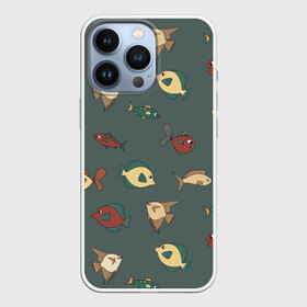 Чехол для iPhone 13 Pro с принтом Морские рыбки на зеленом фоне в Курске,  |  | fish | summer | tdsmr | весна | зеленый | лето | море | праздник | принт | природа | рыбы