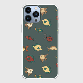 Чехол для iPhone 13 Pro Max с принтом Морские рыбки на зеленом фоне в Курске,  |  | fish | summer | tdsmr | весна | зеленый | лето | море | праздник | принт | природа | рыбы