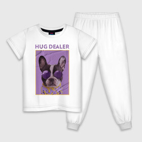 Детская пижама хлопок с принтом Hug Dealer.Дилер объятий в Курске, 100% хлопок |  брюки и футболка прямого кроя, без карманов, на брюках мягкая резинка на поясе и по низу штанин
 | dealer | hug | hug dealer | дилер | дилер объятий | собака | французский бульдог