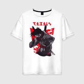 Женская футболка хлопок Oversize с принтом Rebels / Повстанцы в Курске, 100% хлопок | свободный крой, круглый ворот, спущенный рукав, длина до линии бедер
 | rebels | анархия | катана | мечи | повстанцы | самурай