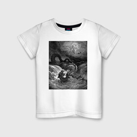 Детская футболка хлопок с принтом Левиафан морское чудовище Leviathan в Курске, 100% хлопок | круглый вырез горловины, полуприлегающий силуэт, длина до линии бедер | leviathan | sea monster | гравюра | левиафан | морское чудовище | чудище