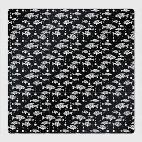 Магнитный плакат 3Х3 с принтом Узор для рыбака  в Курске, Полимерный материал с магнитным слоем | 9 деталей размером 9*9 см | абстрактная рыба | аквариум | вода | гороскоп | детский | мужской | пузыри | рыба | рыбалка | рыбка | черно белый