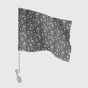 Флаг для автомобиля с принтом Кружевной черно белый узор в Курске, 100% полиэстер | Размер: 30*21 см | ажурный | ажурный узор | бумажные цветы | детский | женский | завитушки | кружевной узор | цветочное кружево | цветы