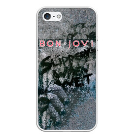 Чехол для iPhone 5/5S матовый с принтом Slippery When Wet - Bon Jovi в Курске, Силикон | Область печати: задняя сторона чехла, без боковых панелей | bon jovi | john | альбом | арена | бон | бон джови | глэм | группа | джови | джон | метал | музыка | надпись | песни | поп | попрок | рок | рокер | смайл | солист | софт | стена | хард | хеви | хевиметал