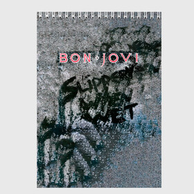 Скетчбук с принтом Slippery When Wet - Bon Jovi в Курске, 100% бумага
 | 48 листов, плотность листов — 100 г/м2, плотность картонной обложки — 250 г/м2. Листы скреплены сверху удобной пружинной спиралью | bon jovi | john | альбом | арена | бон | бон джови | глэм | группа | джови | джон | метал | музыка | надпись | песни | поп | попрок | рок | рокер | смайл | солист | софт | стена | хард | хеви | хевиметал