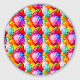 Коврик для мышки круглый с принтом Воздушные Шары в Курске, резина и полиэстер | круглая форма, изображение наносится на всю лицевую часть | birthday | happy birthday | holiday | воздушные шары | день рождения | именины | подарки | праздник | торт | юбилей