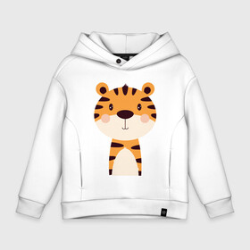 Детское худи Oversize хлопок с принтом Cartoon Tiger в Курске, френч-терри — 70% хлопок, 30% полиэстер. Мягкий теплый начес внутри —100% хлопок | боковые карманы, эластичные манжеты и нижняя кромка, капюшон на магнитной кнопке | Тематика изображения на принте: 2022 | animal | cat | lion | tiger | год тигра | животные | зверь | зубы | кот | кошка | лев | охотник | полосатый | природа | тигр | тигренок | тигрица | хищник