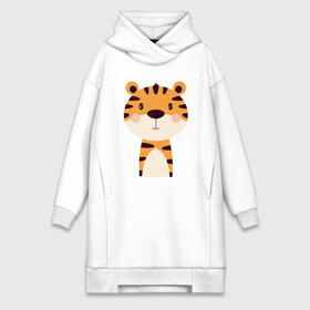Платье-худи хлопок с принтом Cartoon Tiger в Курске,  |  | 2022 | animal | cat | lion | tiger | год тигра | животные | зверь | зубы | кот | кошка | лев | охотник | полосатый | природа | тигр | тигренок | тигрица | хищник