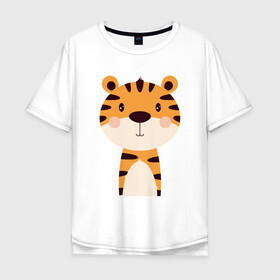 Мужская футболка хлопок Oversize с принтом Cartoon Tiger в Курске, 100% хлопок | свободный крой, круглый ворот, “спинка” длиннее передней части | 2022 | animal | cat | lion | tiger | год тигра | животные | зверь | зубы | кот | кошка | лев | охотник | полосатый | природа | тигр | тигренок | тигрица | хищник