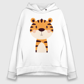 Женское худи Oversize хлопок с принтом Cartoon Tiger в Курске, френч-терри — 70% хлопок, 30% полиэстер. Мягкий теплый начес внутри —100% хлопок | боковые карманы, эластичные манжеты и нижняя кромка, капюшон на магнитной кнопке | 2022 | animal | cat | lion | tiger | год тигра | животные | зверь | зубы | кот | кошка | лев | охотник | полосатый | природа | тигр | тигренок | тигрица | хищник