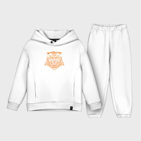 Детский костюм хлопок Oversize с принтом Orange Tiger в Курске,  |  | Тематика изображения на принте: 2022 | animal | cat | lion | tiger | год тигра | животные | зверь | зубы | кот | кошка | лев | охотник | полосатый | природа | тигр | тигренок | тигрица | хищник