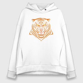 Женское худи Oversize хлопок с принтом Orange Tiger в Курске, френч-терри — 70% хлопок, 30% полиэстер. Мягкий теплый начес внутри —100% хлопок | боковые карманы, эластичные манжеты и нижняя кромка, капюшон на магнитной кнопке | 2022 | animal | cat | lion | tiger | год тигра | животные | зверь | зубы | кот | кошка | лев | охотник | полосатый | природа | тигр | тигренок | тигрица | хищник