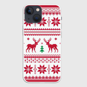 Чехол для iPhone 13 mini с принтом Зимняя ночь в Курске,  |  | арт | вязаный рисунок | вязь | дерево | ёлка | ёлки | ель | новый год | олени | олень | рисунок | рождество | снег | снежинка | снежинки