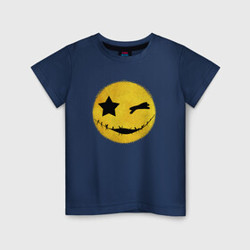 Детская футболка хлопок с принтом Смайл желтый в Курске, 100% хлопок | круглый вырез горловины, полуприлегающий силуэт, длина до линии бедер | emoji | smile | глаза крестики | злой смайл | злой смайлик | зубы | контраст | крестики | подарок | пятна | смайл | смайлик | улыбка | эмоджи | эмоция