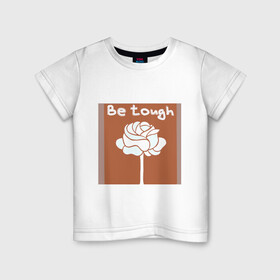 Детская футболка хлопок с принтом Be tough  в Курске, 100% хлопок | круглый вырез горловины, полуприлегающий силуэт, длина до линии бедер | black cat | cat | girls fashion | modernart | pink | tough