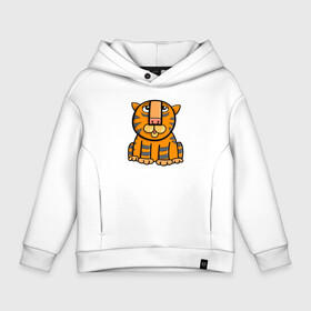 Детское худи Oversize хлопок с принтом Funny Tiger в Курске, френч-терри — 70% хлопок, 30% полиэстер. Мягкий теплый начес внутри —100% хлопок | боковые карманы, эластичные манжеты и нижняя кромка, капюшон на магнитной кнопке | 2022 | animal | cat | lion | tiger | год тигра | животные | зверь | зубы | кот | кошка | лев | охотник | полосатый | природа | тигр | тигренок | тигрица | хищник