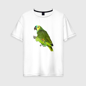 Женская футболка хлопок Oversize с принтом Попугайчик в Курске, 100% хлопок | свободный крой, круглый ворот, спущенный рукав, длина до линии бедер
 | bird | parrot | wings | крылья | попугай | птица