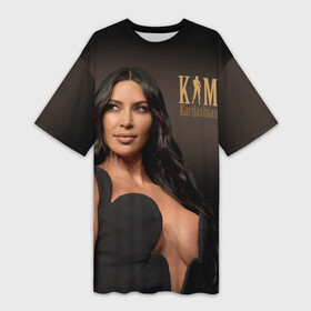 Платье-футболка 3D с принтом Ким Кардашьян в Курске,  |  | armenian | big neckline | black dress | celebrity | kim kardashian | армянка | большое декольте | длинные черные волосы | знаменитость | ким кардашьян | логотип | семейство кардашьян | черное платье