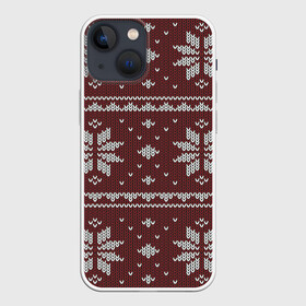 Чехол для iPhone 13 mini с принтом Вязаный рисунок в Курске,  |  | арт | вязаный рисунок | вязь | новый год | рисунок | рождество | ромб | ромбик | ромбы | снег | снежинка | снежинки