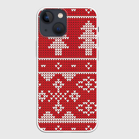 Чехол для iPhone 13 mini с принтом Вязаный рисунок в Курске,  |  | арт | вязаный рисунок | вязь | дерево | деревья | ёлка | ёлки | ель | новый год | рисунок | рождество | снег | снежинка | снежинки