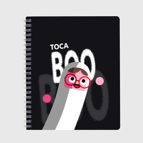 Тетрадь с принтом Toca Boo в Курске, 100% бумага | 48 листов, плотность листов — 60 г/м2, плотность картонной обложки — 250 г/м2. Листы скреплены сбоку удобной пружинной спиралью. Уголки страниц и обложки скругленные. Цвет линий — светло-серый
 | digital toys | gamer | games | helicopter taxi | pets | toca boca | toca hair salon | toca kitchen | toca life | toca life city | toca life worl | toca tea party | video games | игры