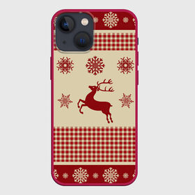Чехол для iPhone 13 mini с принтом Олени в Курске,  |  | арт | вязаный рисунок | вязь | новый год | олени | олень | рисунок | рога | рождество | снег | снежинка | снежинки