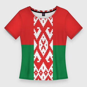 Женская футболка 3D Slim с принтом Белоруссия в Курске,  |  | беларусь | белоруссия | белорусская вышиванка | белорусская рубашка | вышиванка | вышивка крестом | звезда руси | лукашенко | оберег | обереги славян | обережная вышивка | обережные узоры