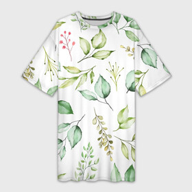 Платье-футболка 3D с принтом Herbalife в Курске,  |  | Тематика изображения на принте: зелень | лето | листья | осень | ягода