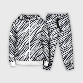 Детский костюм 3D с принтом Черно белый полосатый тигровый в Курске,  |  | модный | монохромный | полосатый | серый и черный | современный | тигровый | черный и белый
