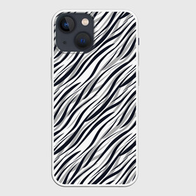 Чехол для iPhone 13 mini с принтом Черно белый полосатый тигровый в Курске,  |  | модный | монохромный | полосатый | серый и черный | современный | тигровый | черный и белый