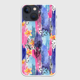 Чехол для iPhone 13 mini с принтом осенний паттерн в Курске,  |  | картина | кисть | краски | листья | осень | паттерн | холст | художник | цветы