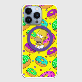 Чехол для iPhone 13 Pro с принтом Гомер ням Пончик в Курске,  |  | cartoon | donut | homer | rainbow | the simpsons | yellow | в тренде | гомер | желтая | мультфильм | пончик | популярные | принт | радужный | симпсоны | топ