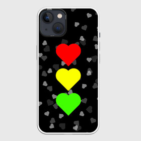 Чехол для iPhone 13 с принтом СВЕТОФОР ИЗ СЕРДЕЦ в Курске,  |  | affection | cardiac | fondness | heart | love | loving | девочке | девушке | женская солидарность | любить | любовь | мальчику | маме | мужчине | парная | светофор из сердец | сердечко | сердце
