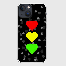 Чехол для iPhone 13 mini с принтом СВЕТОФОР ИЗ СЕРДЕЦ в Курске,  |  | affection | cardiac | fondness | heart | love | loving | девочке | девушке | женская солидарность | любить | любовь | мальчику | маме | мужчине | парная | светофор из сердец | сердечко | сердце