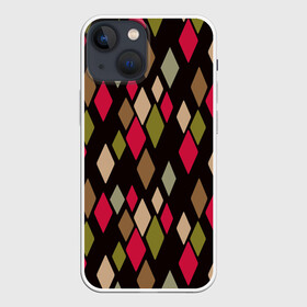 Чехол для iPhone 13 mini с принтом Абстрактный разноцветный узор в Курске,  |  | абстрактный | геометрический | клоун | молодежный | оливковый и черный | современный | цирковой | черный и красный | шут