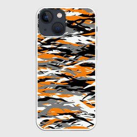 Чехол для iPhone 13 mini с принтом Тигровый камуфляж в Курске,  |  | 2022 | tiger | камуфляж | милитари | паттерн | полосатый | полоски | полосы | тигр