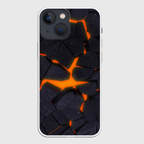 Чехол для iPhone 13 mini с принтом ТРЕЩИНЫ ЗЕМЛИ | 3D CRACKS | НЕОН в Курске,  |  | 3d плиты | 3d разлом | neon | вулкан | земля | лава | неон | плиты | разлом | трещины | трещины земли