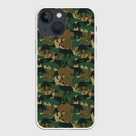Чехол для iPhone 13 mini с принтом Охотник (камуфляж из зверей) в Курске,  |  | hunter | hunting | егерь | звери | капканы | лес | оружие | охота | охота на волка | охота на зайца | охота на кабана | охота на утку | охотник | ружьё