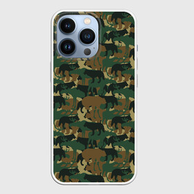 Чехол для iPhone 13 Pro с принтом Охотник (камуфляж из зверей) в Курске,  |  | hunter | hunting | егерь | звери | капканы | лес | оружие | охота | охота на волка | охота на зайца | охота на кабана | охота на утку | охотник | ружьё